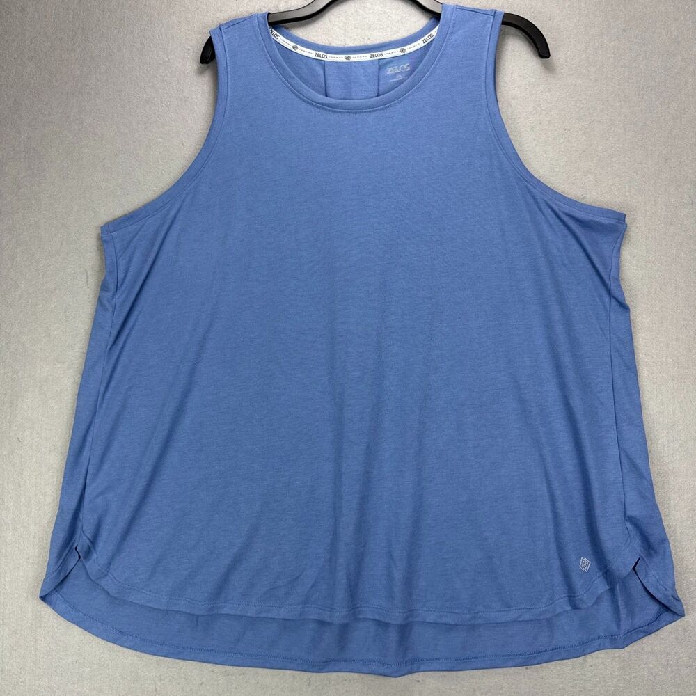 Zelos Tank Top Women's 2X Plus Blue Sleeveless Shirt Athleisure Activewear Soft